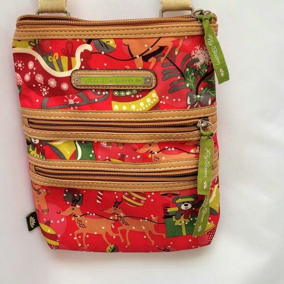 Lily Bloom Christmas Passport Crossbody Bag 3 Zip Pockets Adjustable Strap - Picture 2 of 12